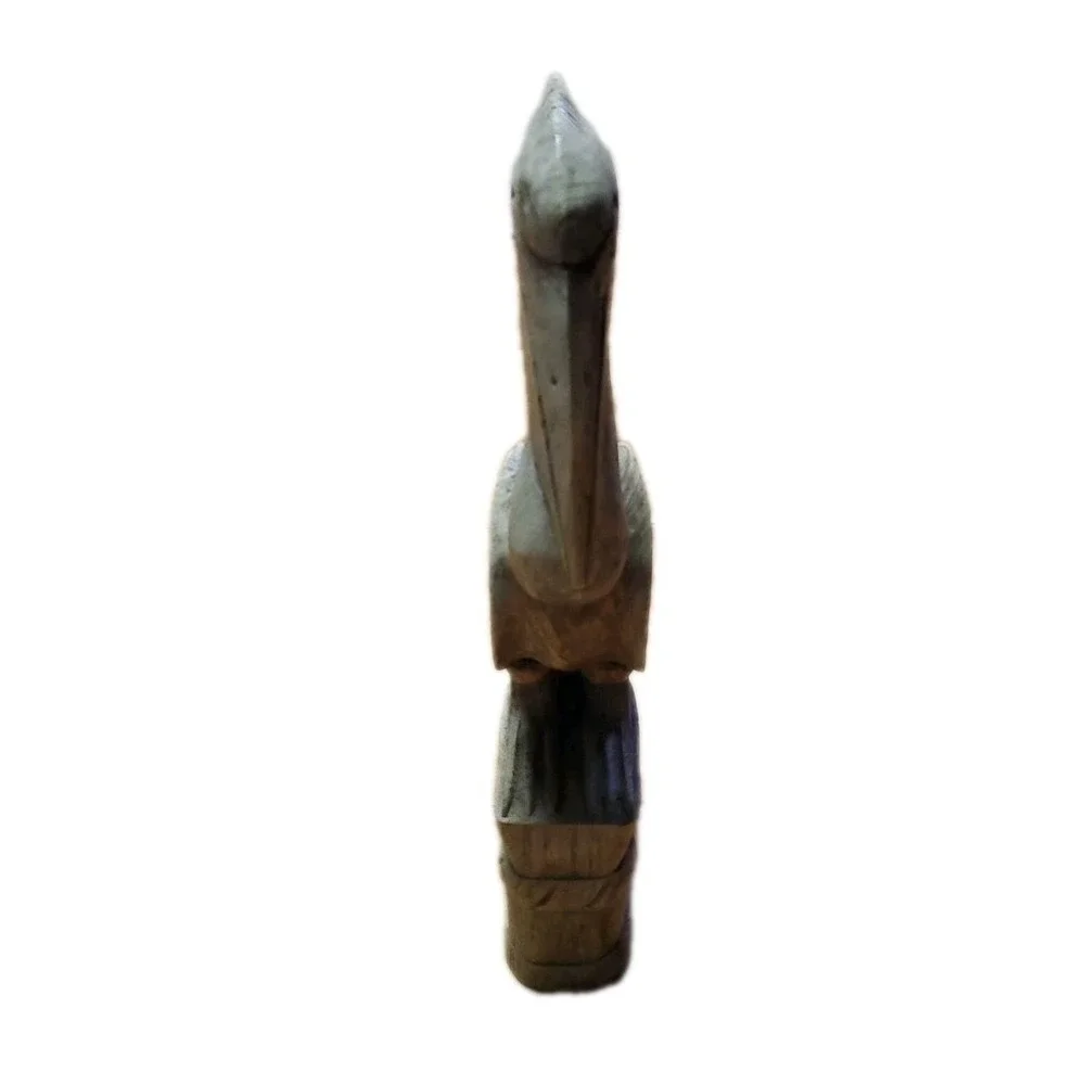 Vintage Hand Carved‎ Wooden Pelican Bird Folk Art Primitive Statue 12